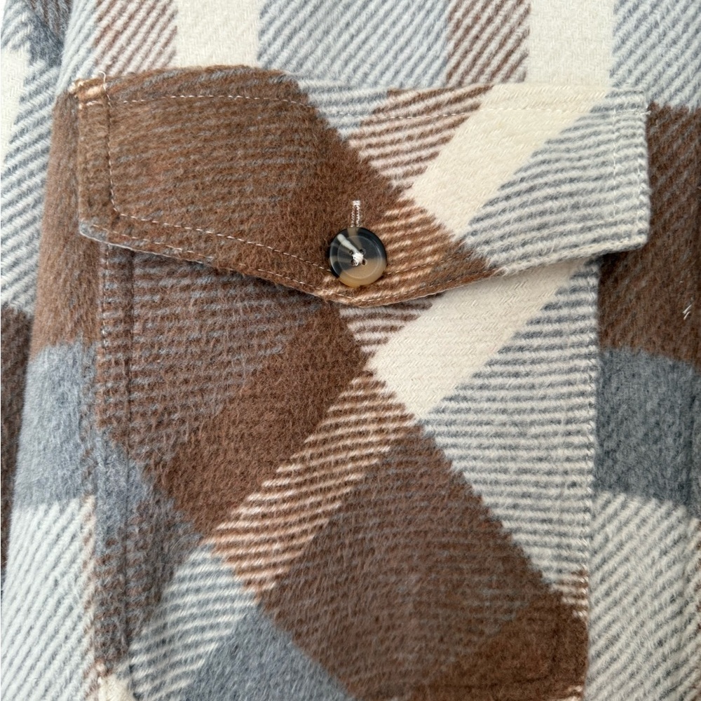 Evereve Oversized Plaid Shacket Xl - Picture 3 of 9
